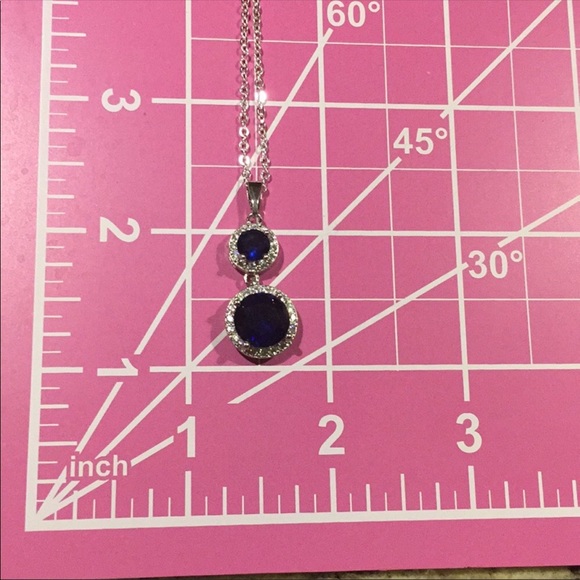 NWT elegant blue sapphire necklace set earrings - Picture 4 of 8